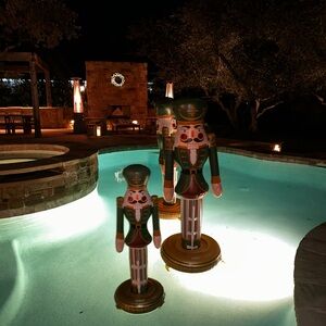 Inflatable Nutcracker Pool Decorations - Green and Gold